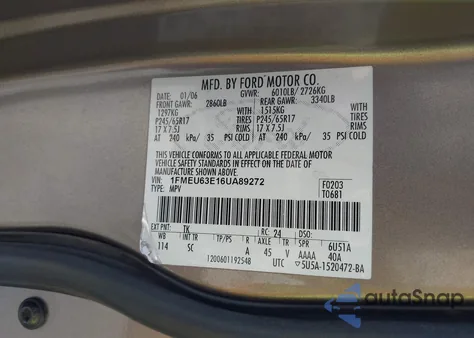 2006 Ford Explorer Xlt z USA, uszkodzony, nr VIN 1FMEU63E16UA89272